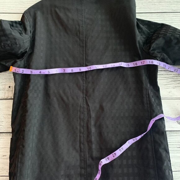 Aquascutum Vintage 80s Short Trench Coat Black Check Mid Mac Jacket - Picture 13 of 16